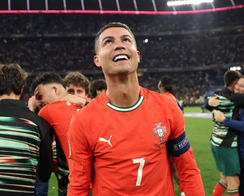 Cristiano Ronaldo smiling after the game