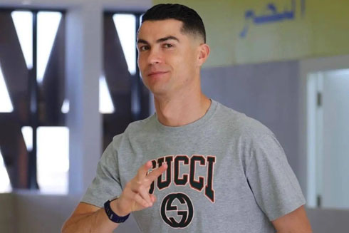 Cristiano Ronaldo wearing a Gucci shirt