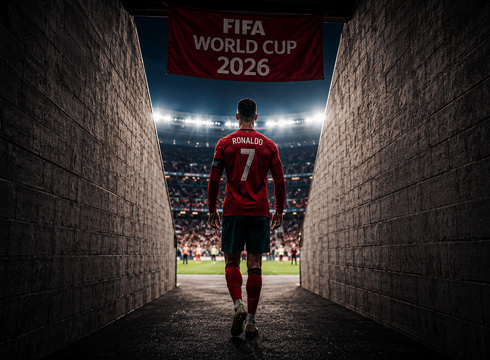 Cristiano Ronaldo entering stadium World Cup in 2026