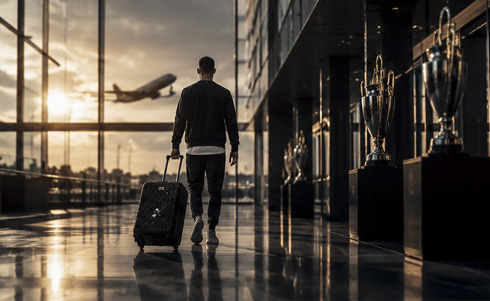 Cristiano Ronaldo departing airport to his next destination