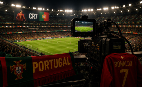 Football stadium with Portugal merch