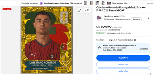 Cristiano Ronaldo Golden card and sticker