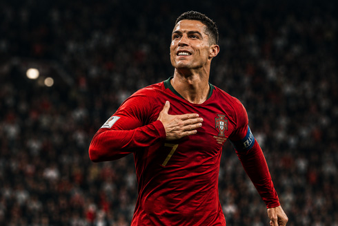 Cristiano Ronaldo tapping his chest for Portugal