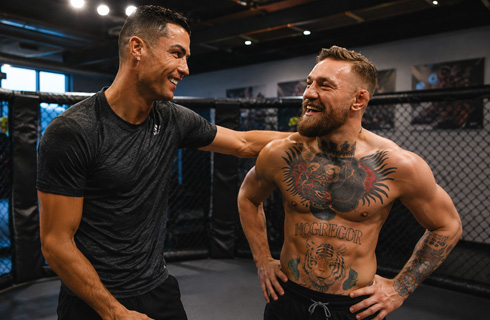 Cristiano Ronaldo chatting with Conor McGregor
