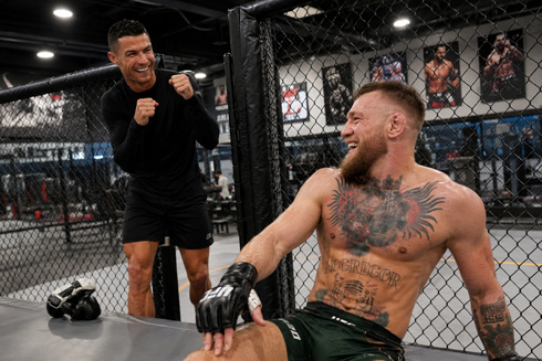 Cristiano Ronaldo pranks Conor McGregor in the Octagon