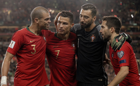 Cristiano Ronaldo and his Portuguese teammates