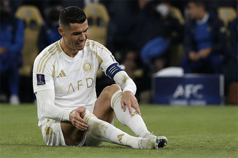 Cristiano Ronaldo after getting tackled