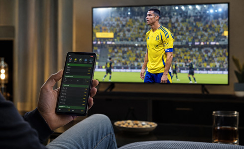 Cristiano Ronaldo on the TV screen and betting apps