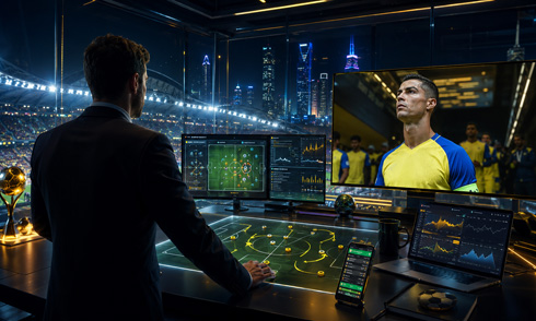 Cristiano Ronaldo showing in a TV screen
