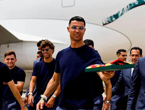 Cristiano Ronaldo and his Portuguese teammates