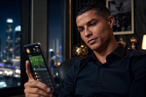 Cristiano Ronaldo holding a smart phone