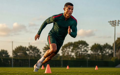 Cristiano Ronaldo running in the training ground