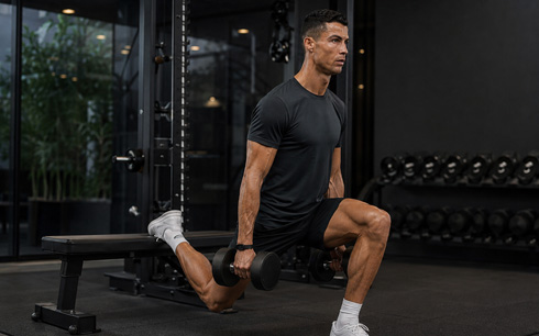 Cristiano Ronaldo training in a home gym