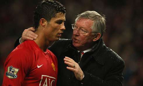 Sir Alex Ferguson mentoring Cristiano Ronaldo in Man United