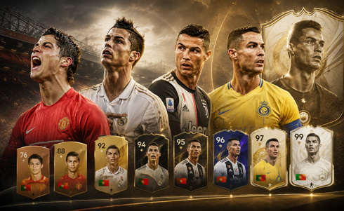 Cristiano Ronaldo evolution in FIFA ratings and cards