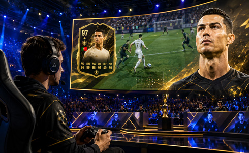 Cristiano Ronaldo in a video game screen