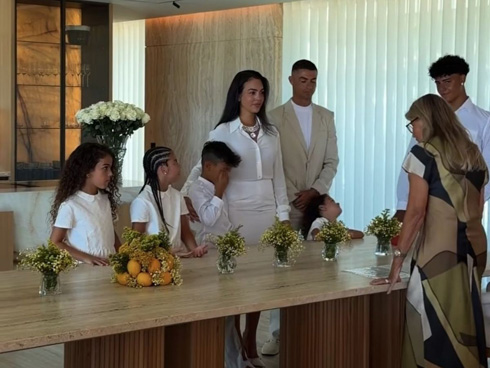 Cristiano Ronaldo and Georgina Rodriguez in a family wedding ceremony