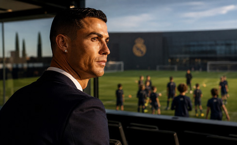 Cristiano Ronaldo overseeing a football training