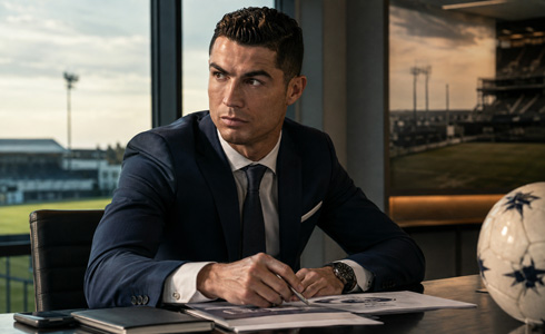 Cristiano Ronaldo working at the office