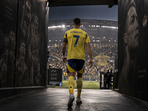 Cristiano Ronaldo stepping onto the pitch
