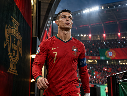 Cristiano Ronaldo tunnel entrance with Portugal