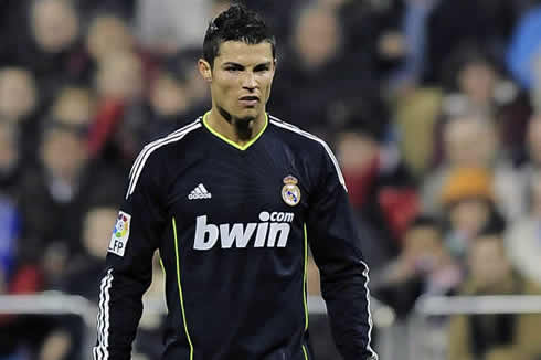 Cristiano Ronaldo concentrated and focused before taking a free-kick