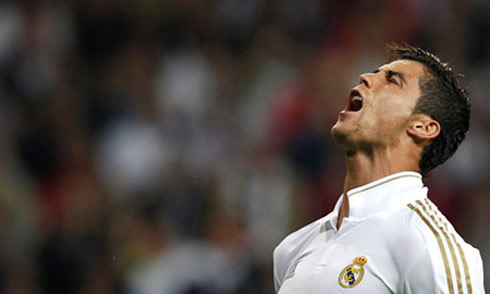 Cristiano Ronaldo screaming during a Real Madrid game