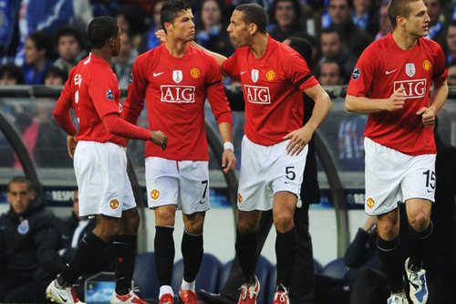 Cristiano Ronaldo celebrating his goal in the UEFA Champions League, after F.C. Porto