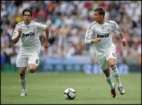 Cristiano Ronaldo and Kaká running and playing for Real Madrid