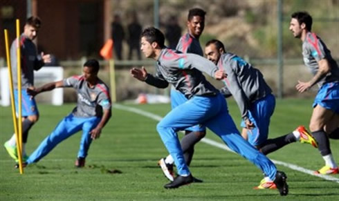 Cristiano Ronaldo doing a sprint in a Portuguese National Team practice session