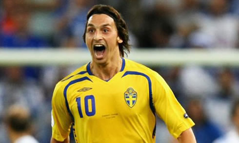 Zlatan Ibrahimovic playing for Sweden in 2011-2012