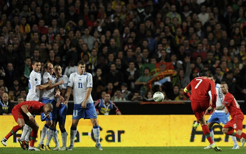 Cristiano Ronaldo free-kick goal in Portugal vs Bosnia, EURO 2012 playoff