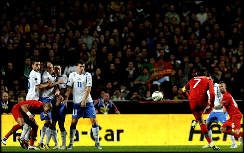 Cristiano Ronaldo free-kick goal (tomahawk) in Portugal vs Bosnia, EURO 2012 playoff