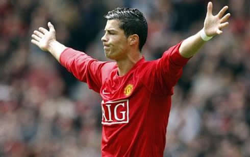 Cristiano Ronaldo at Old Trafford, playing for Manchester United