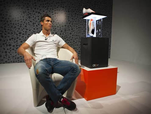 Cristiano Ronaldo talking in a Nike promotional event