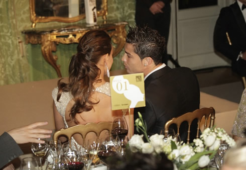 Cristiano Ronaldo attending a Gala ceremony in Madrid, with Irina Shayk, in a stunning white dress, with beautiful earings