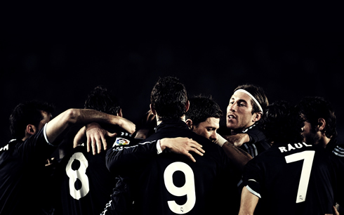 Real Madrid team players wallpaper in black jerseys