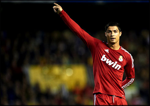 Cristiano Ronaldo in a Real Madrid red jersey 2011-2012