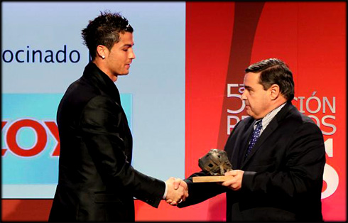 Cristiano Ronaldo receiving As.com sports award in 2011