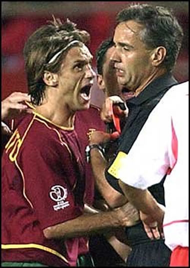 João Vieira Pinto hitting the referee, in a 2002 World Cup match between Portugal and South Korea