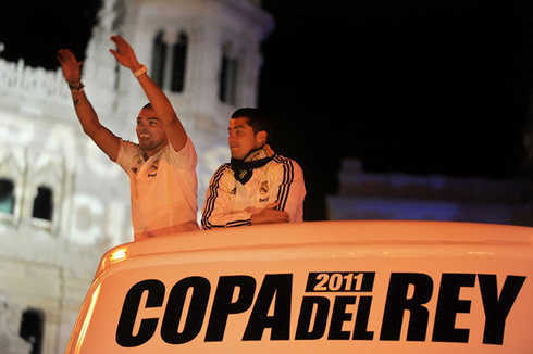 Cristiano Ronaldo and Pepe in Real Madrid bus