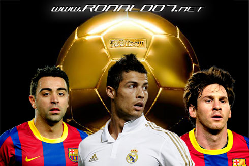 Cristiano Ronaldo, Lionel Messi and Xavi - FIFA Balon d'Or 2011, best player in the World 2011 wallpaper