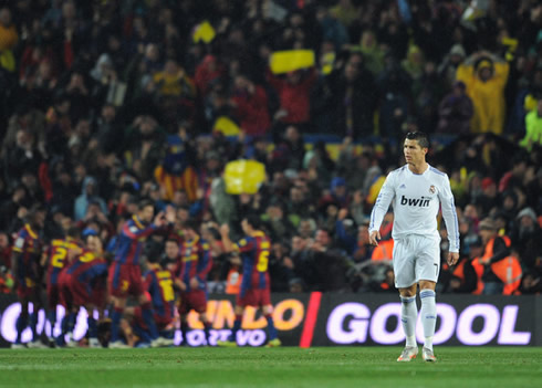 Cristiano Ronaldo frustrated against Barcelona, in a 5-0 loss