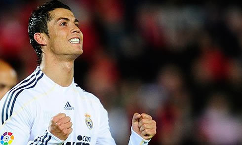 Cristiano Ronaldo happy, celebrating a Real Madrid goal