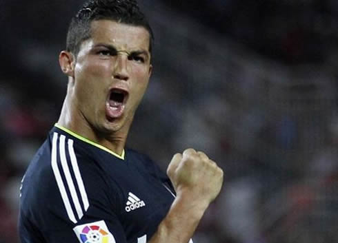 Cristiano Ronaldo showing his strong fist, when celebrating a goal for Real Madrid