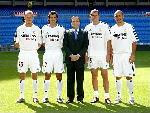 Real Madrid galaticos: David Beckham, Luís Figo, Zidane and Ronaldo