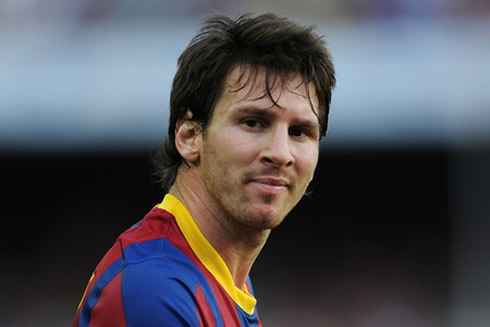 Barcelona's Lionel Messi looking to the cameras