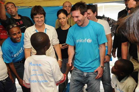 Lionel Messi in a charity campaign in Haity, to help children