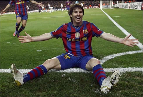 Lionel Messi funny goal celebration for Barcelona