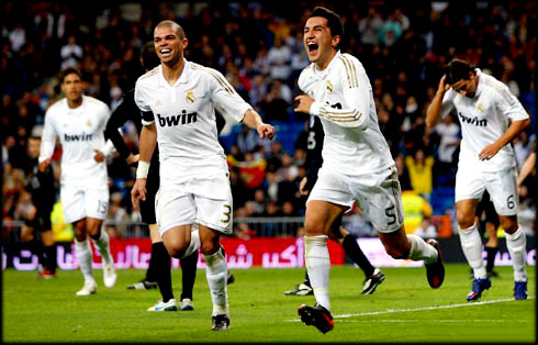 Nuri Sahin running celebration, with Pepe, Khedira and Varane about to join him